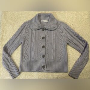 Zara Women's Lavender Cable Knit Cardigan